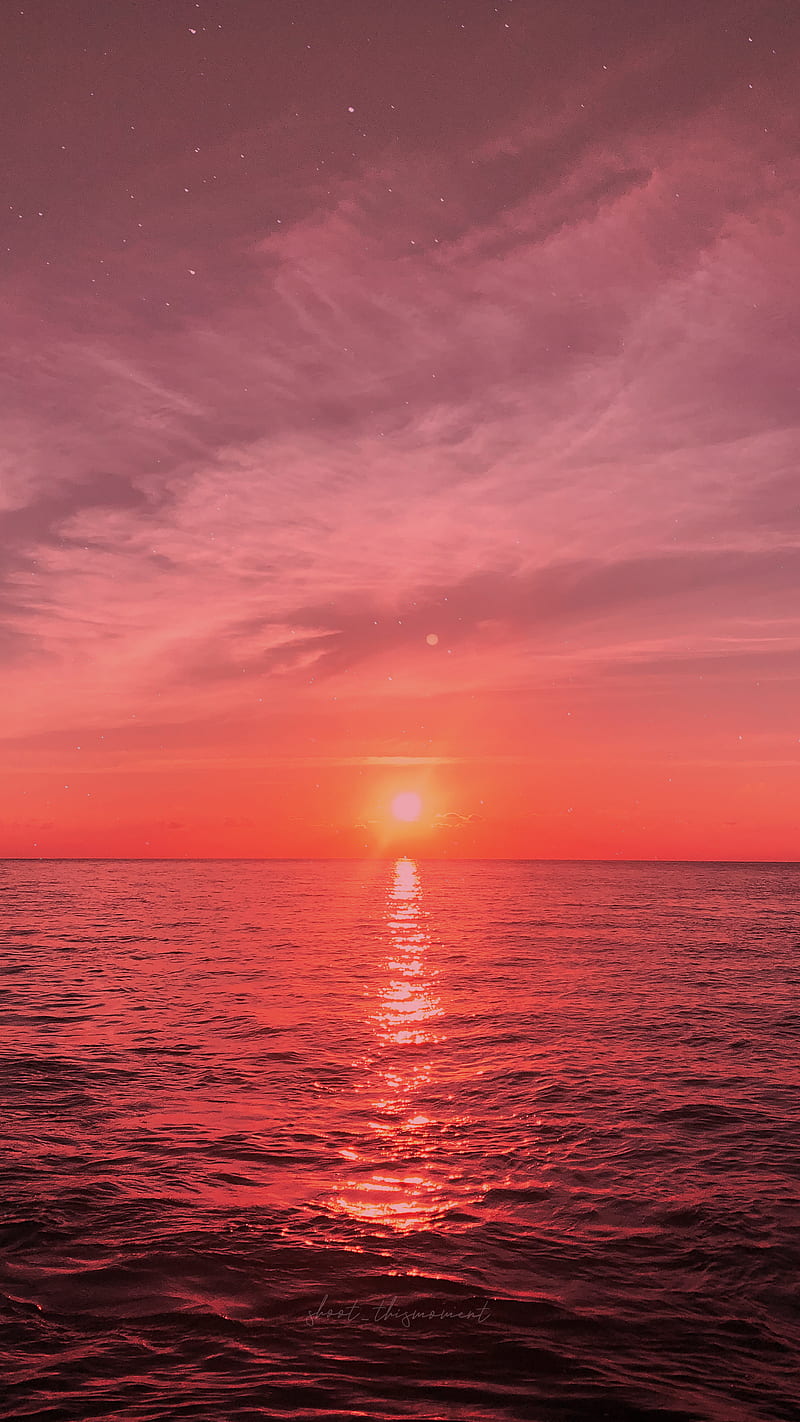 800x1422 Sunset glow, beach, evening, golden hour, ocean, orange, orange aesthetics, sea, HD phone wallpaper