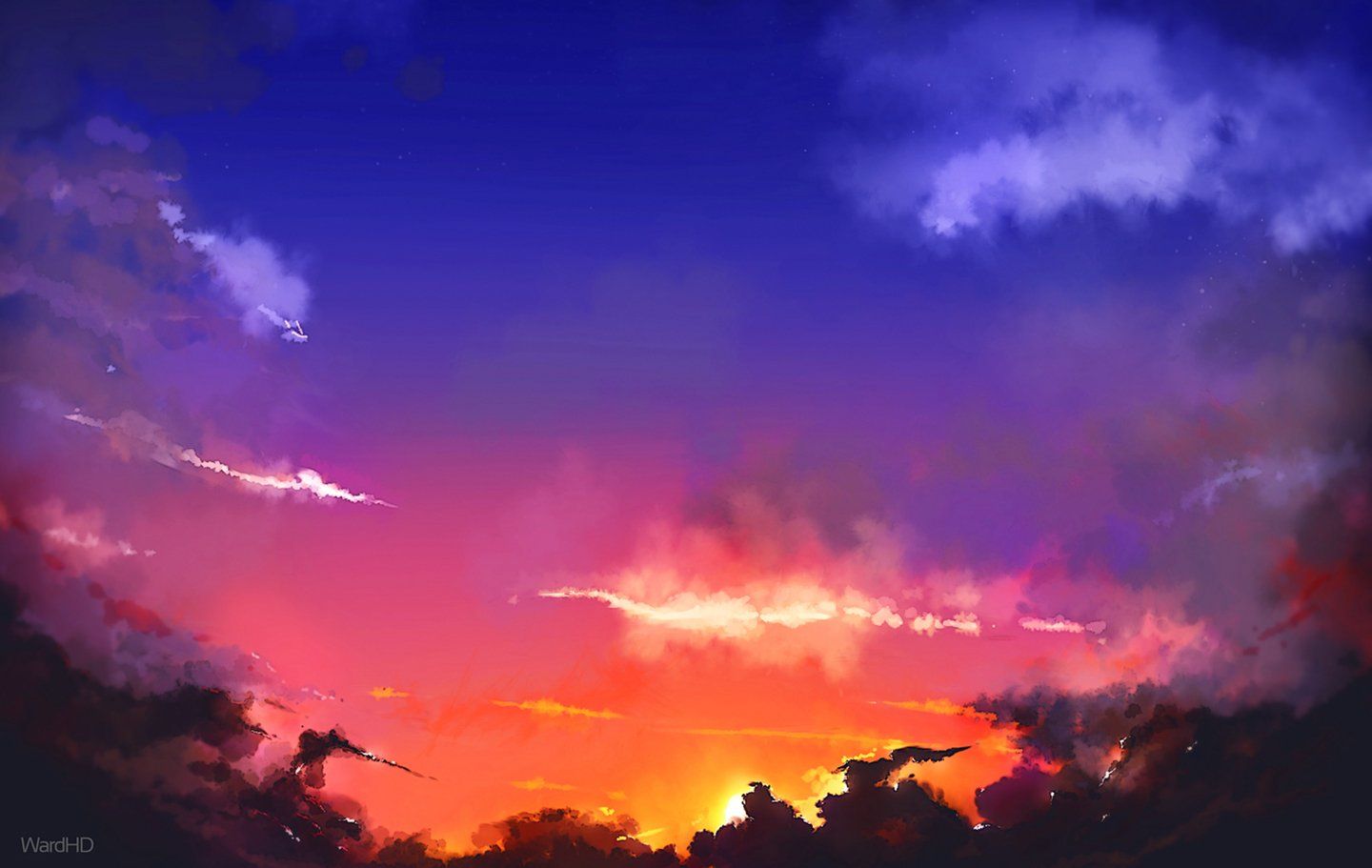 1440x911 Fantasy Sunset Glow: HD Sky Light and Cloudscape Wallpaper