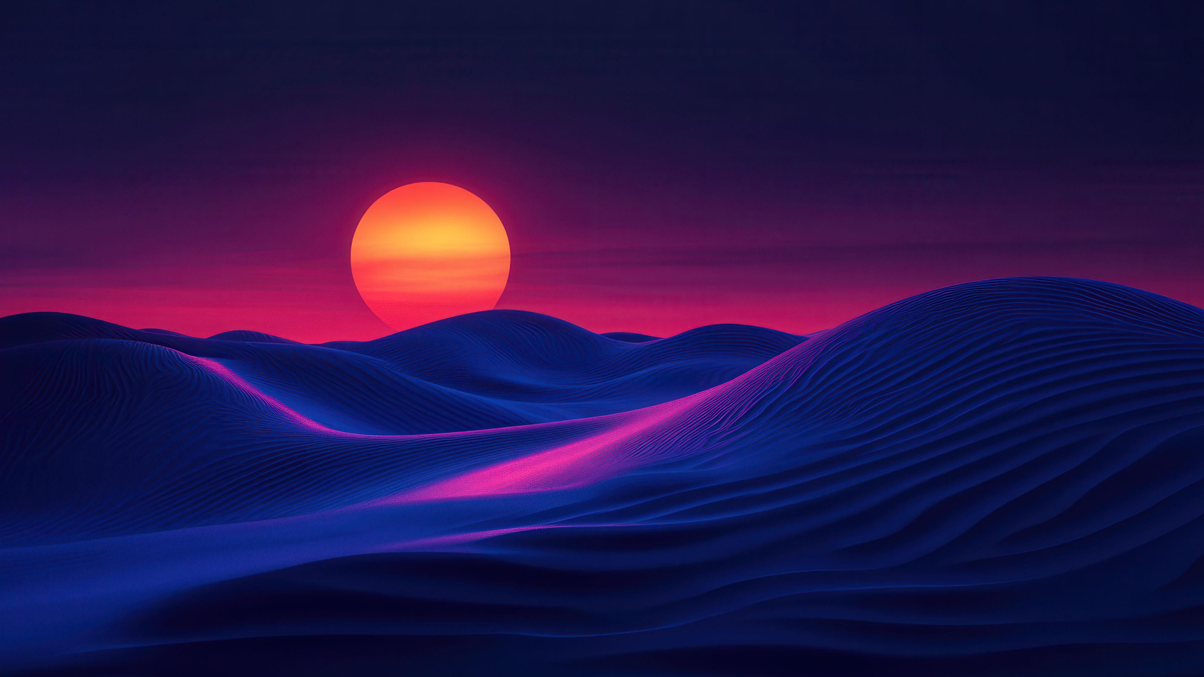 3840x2160 Futuristic Dunes Sunset Glow [1920x1080]