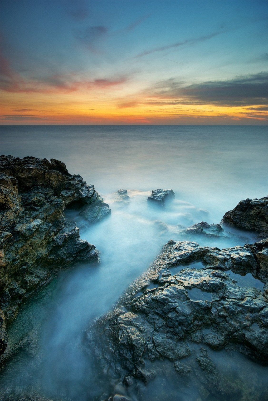 1127x1684 3D sea sunset glow door mural