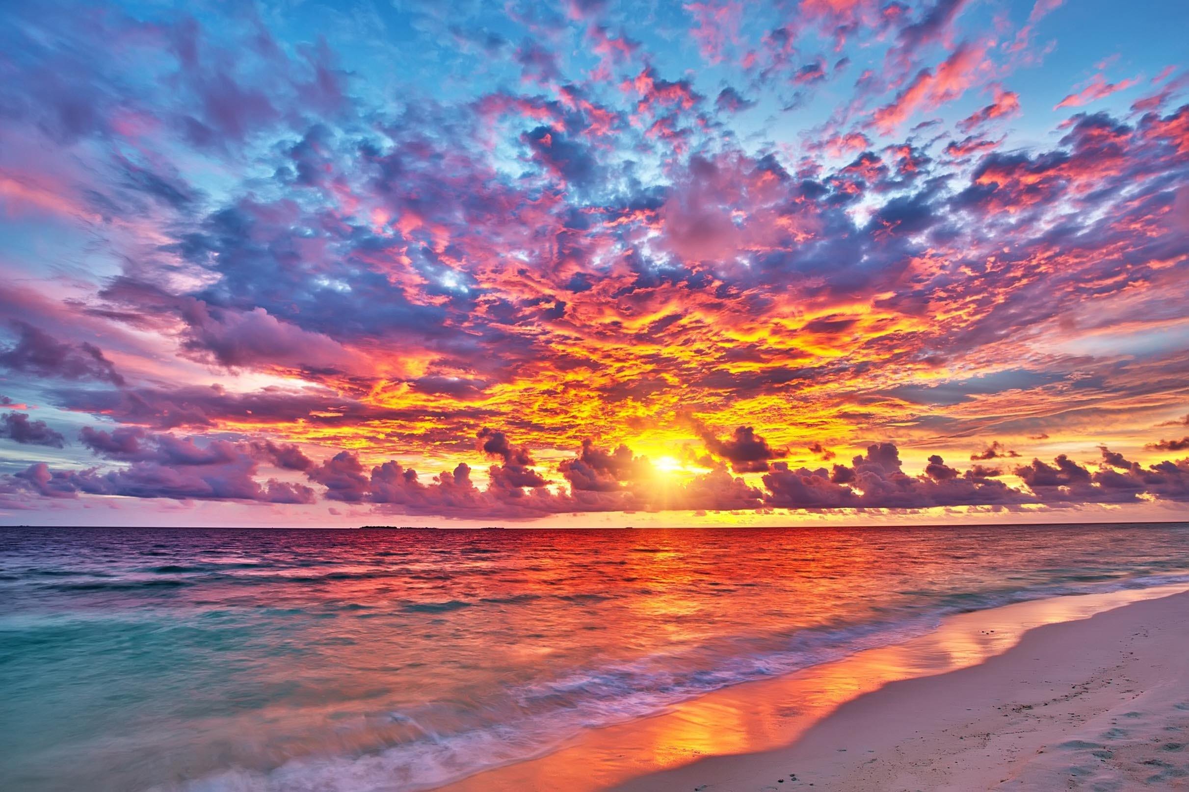 2423x1615 3D Sea Sunset Glow Kitchen Mat Floor Mural