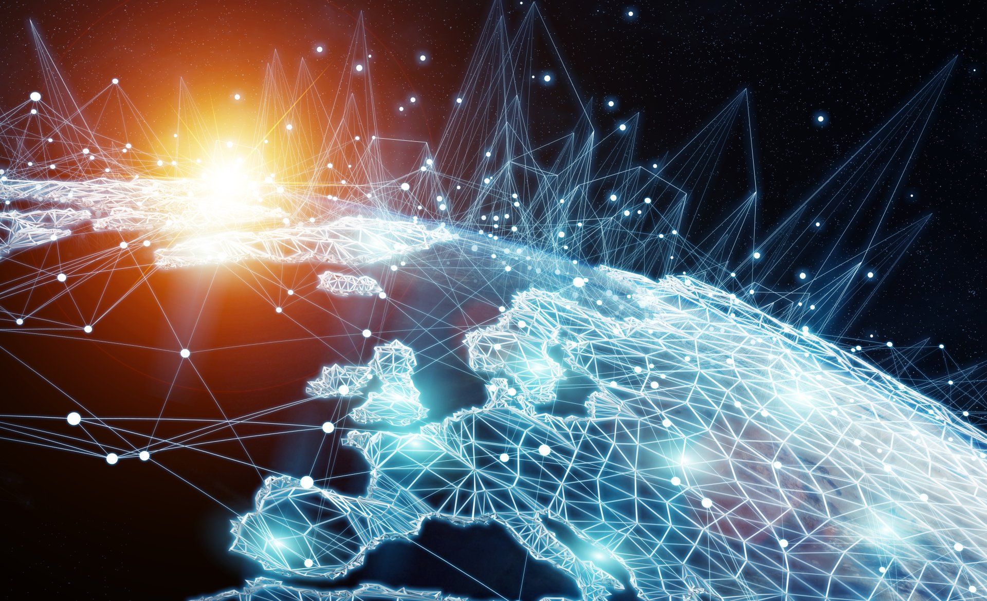 1920x1170 8K Ultra HD Digital Web: Illuminating Technology & Internet Connectionsx5485