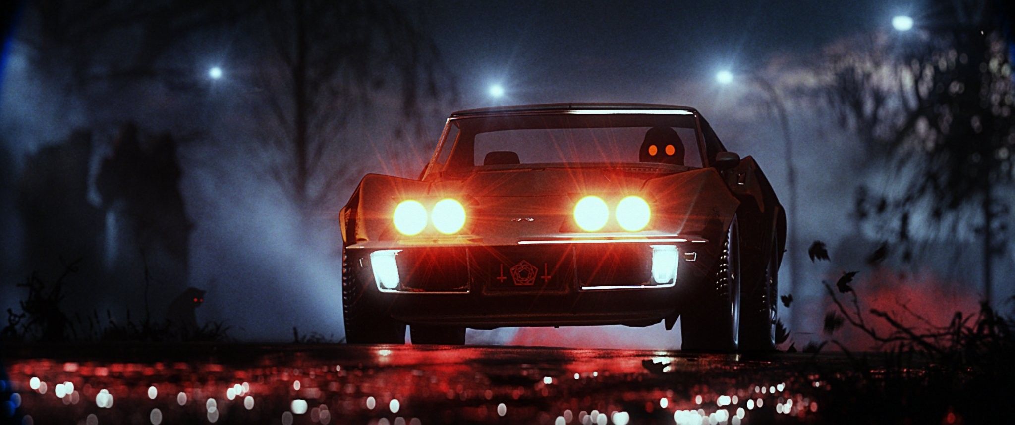2048x858 red eyes, Seth Ickerman, Chevrolet Corvette Stingray, Retro style, Night, Turbo Killer, Carpenter Brut, Kittens Wallpaper HD / Desktop and Mobile Background