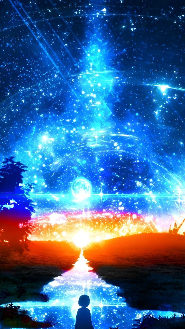 736x1308 Wallpaper girl, sunset, glow, stars, galaxy, blue, art, Space 4K by ? ???. Download wallpaper girl, sunset, glow, stars, galaxy, blue, art for free