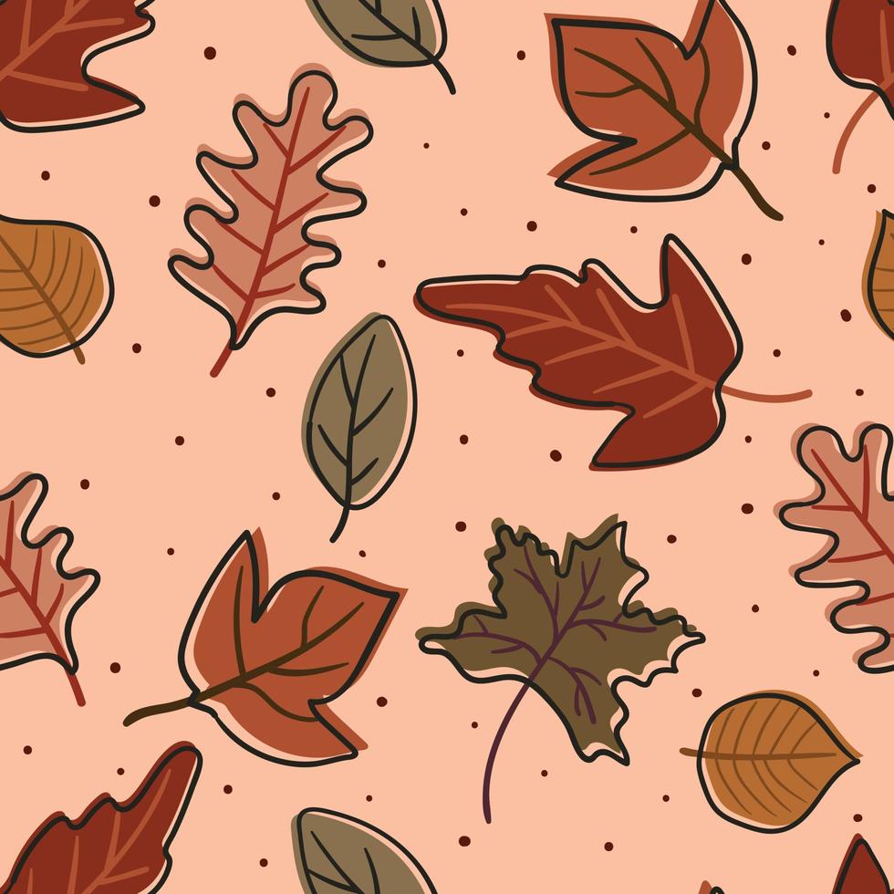 980x980 seamless pattern hand drawing cartoon leaves. autumn background for fabric print, textile, gift wrap paper