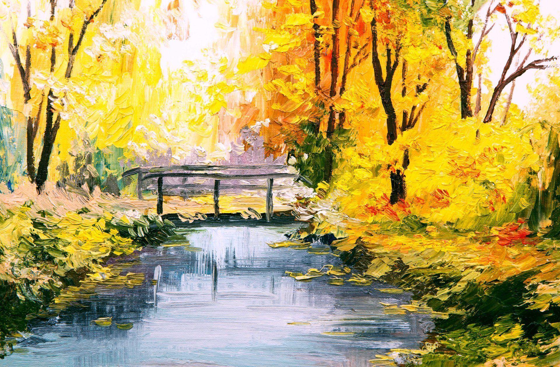 1920x1260 Oil painting on canvas in forest