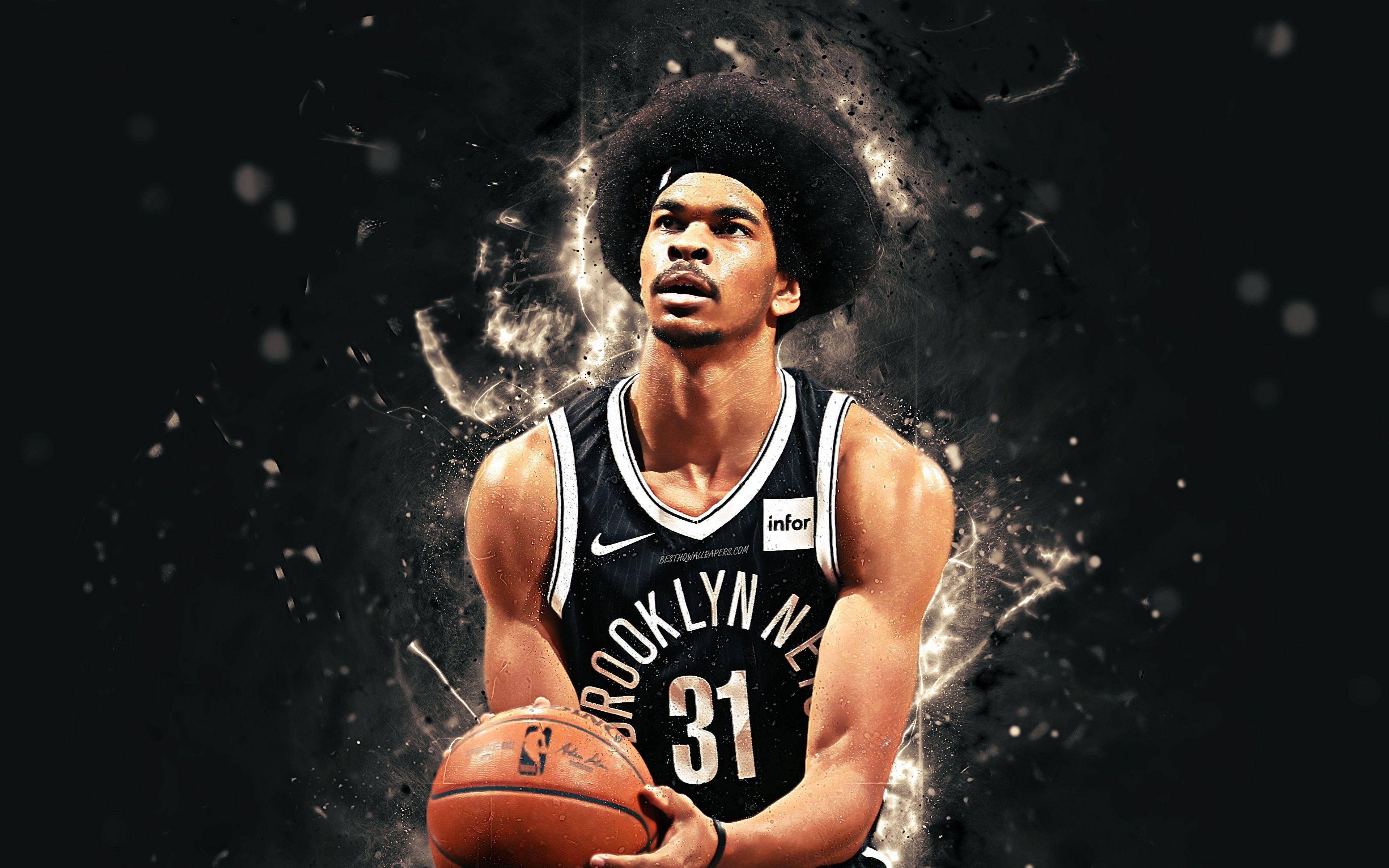 3840x2400 Download wallpaper Jarrett Allen, 4k, abstract art, NBA