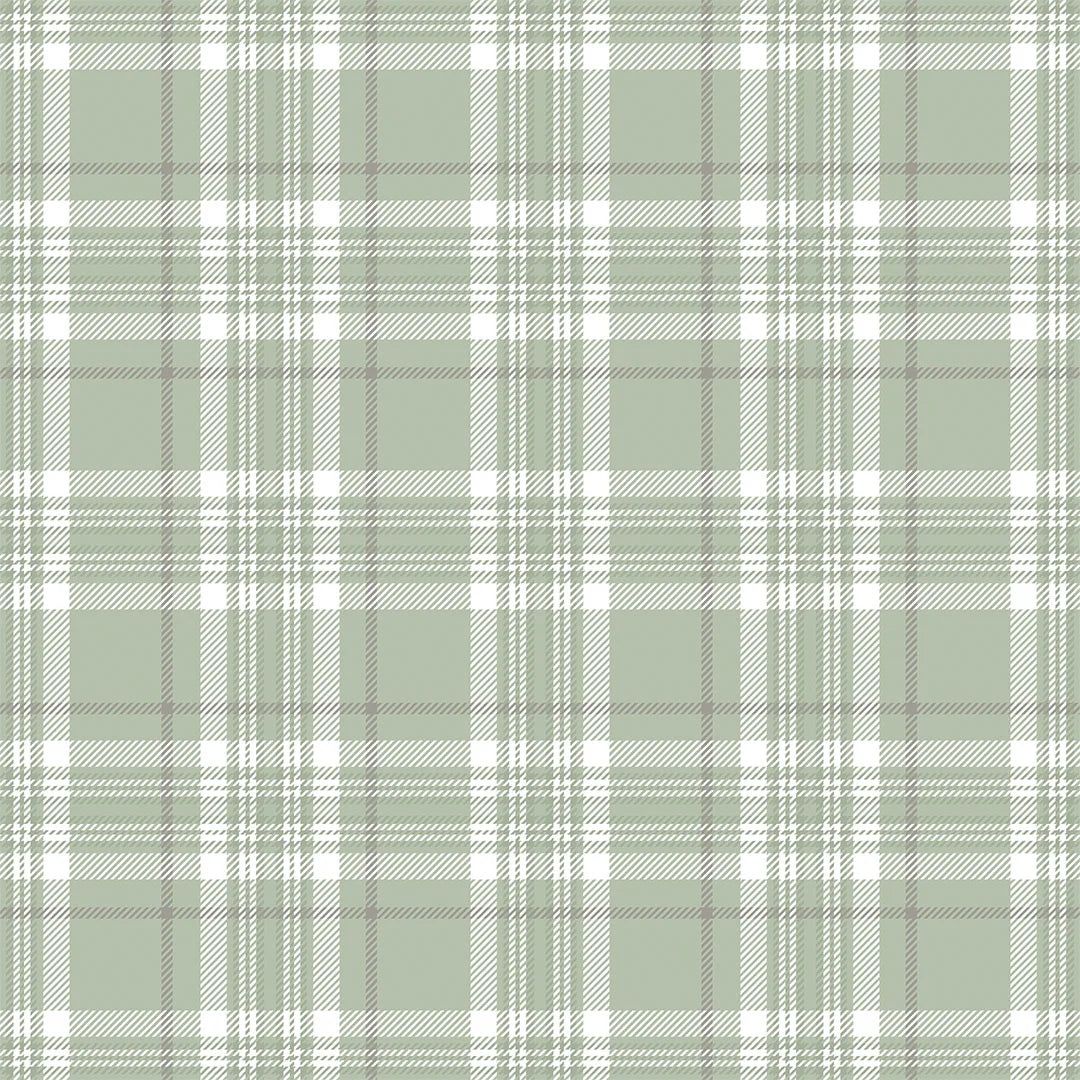 1080x1080 Traditional Check Wallpaper in Sage Green