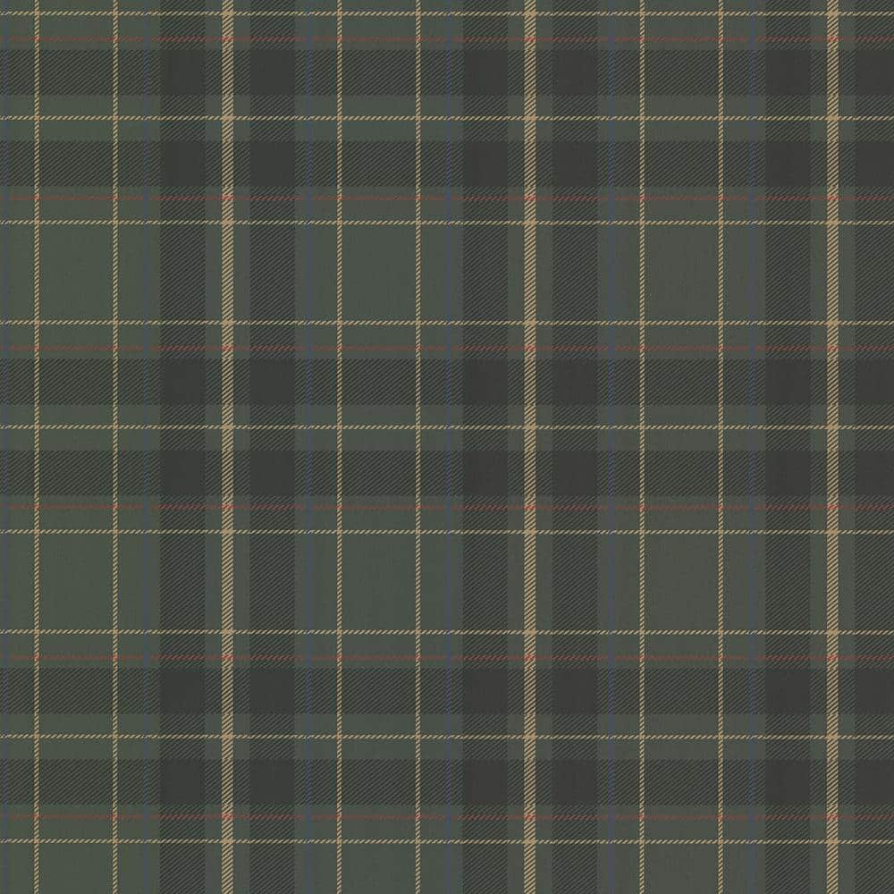1000x1000 Beacon House Caledonia Dark Green Plaid Paper Strippable Roll Wallpaper (Covers 56.4 Sq. Ft.) 2604 21225 Home Depot