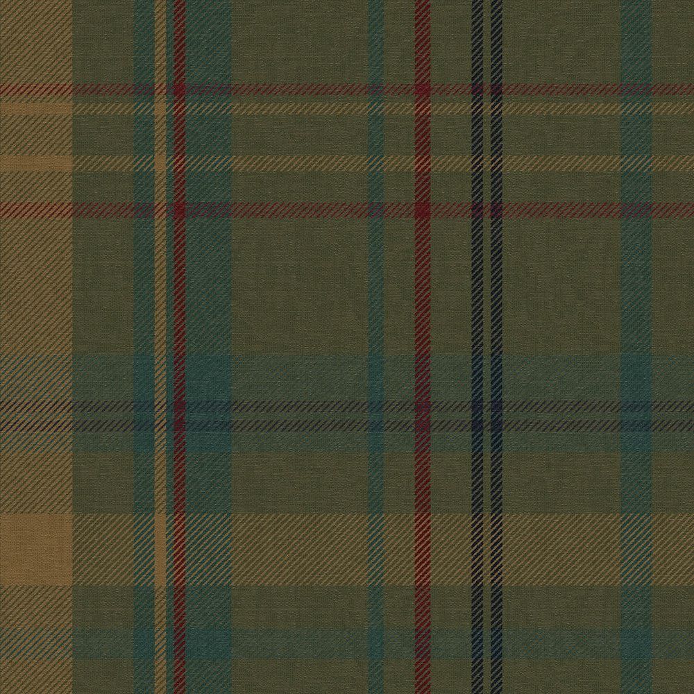 1000x1000 Heritage Plaid Wallpaper in Gentleman Green and Mustard