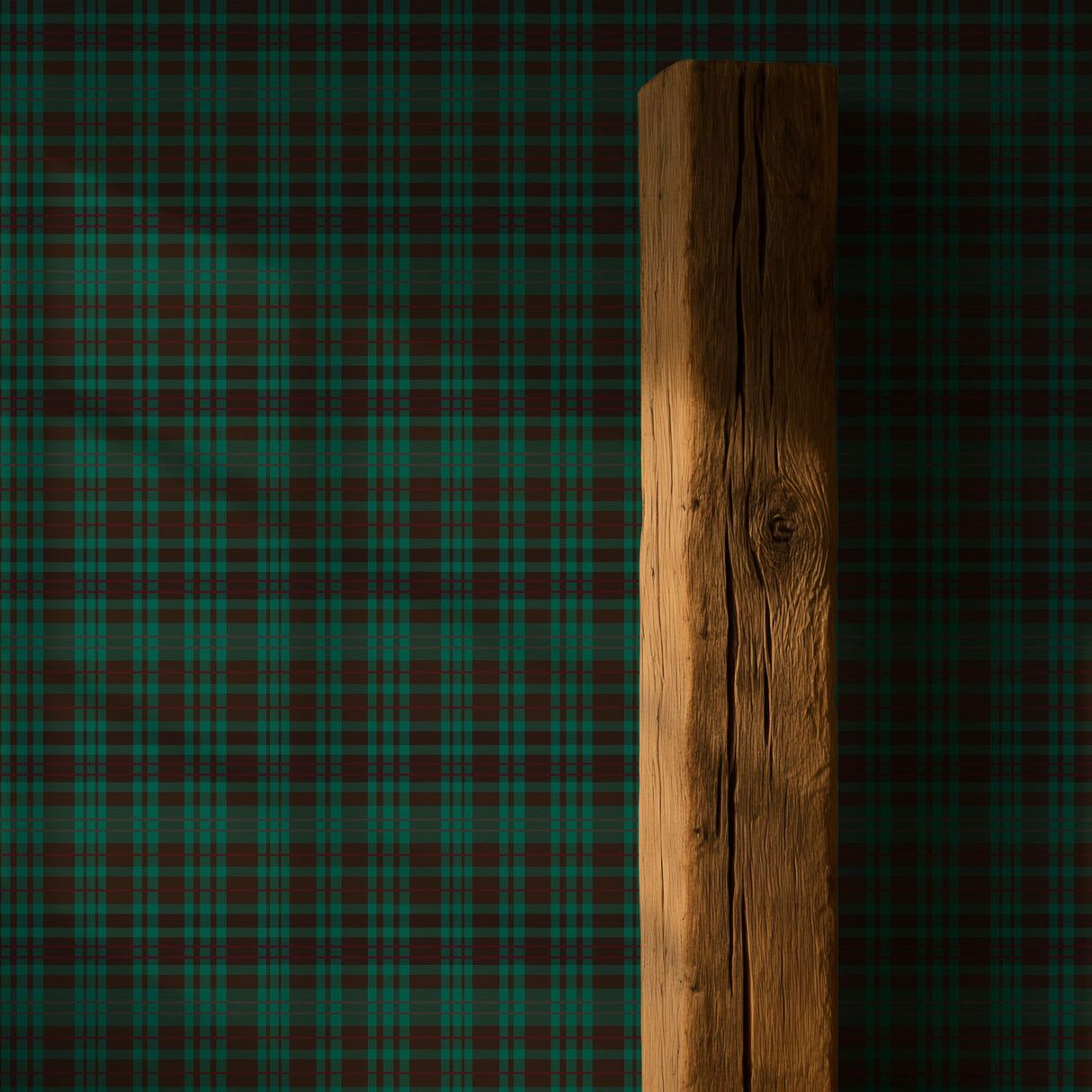 1214x1214 Highland Moss. Traditional Green, Brown, & Red Plaid Wallpaper