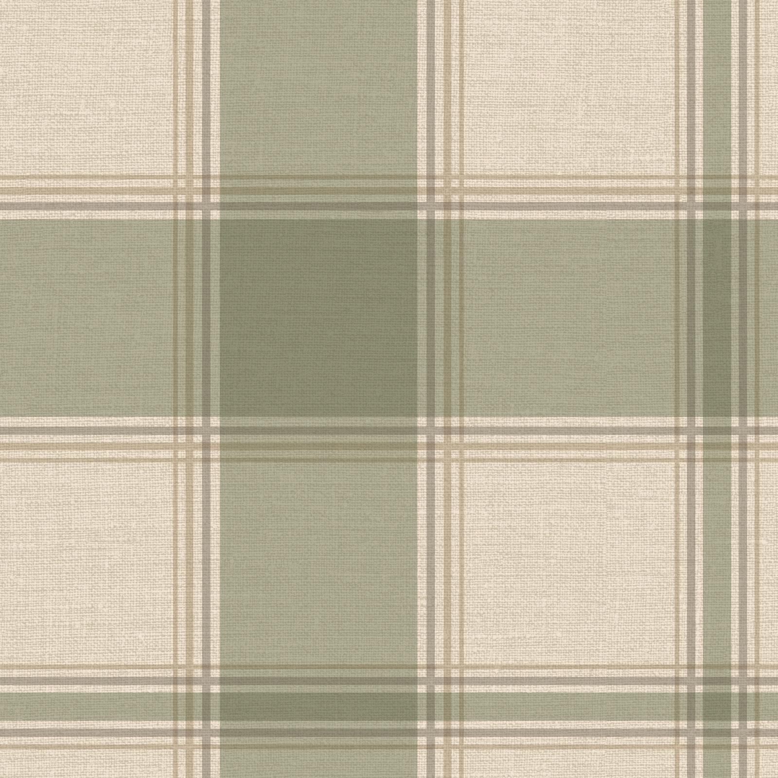1600x1600 Belgravia Carmella Check Wallpaper Tartan Textured Vinyl Hessian Green 7159