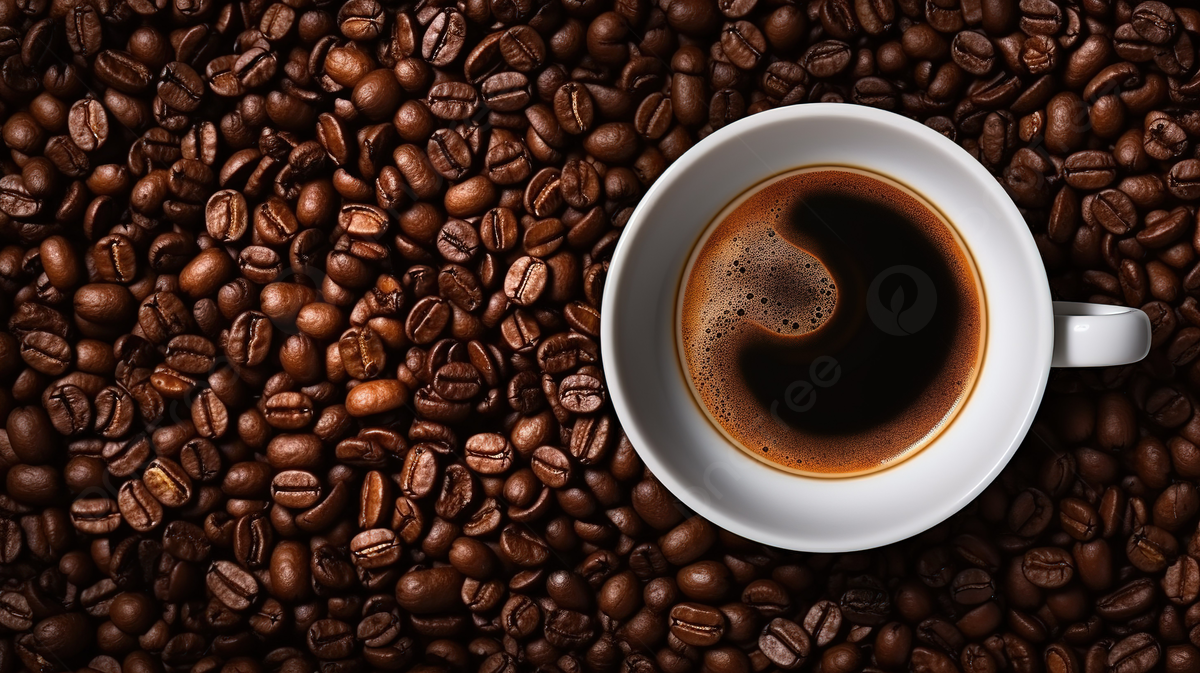 1200x673 Top View Iced Americano Coffee Cup Resting On A Table Amidst Textured Background Of Roasted Coffee Beans, Cafe Wallpaper, Coffee Wallpaper, Ice Americano Background Image And Wallpaper for Free Download