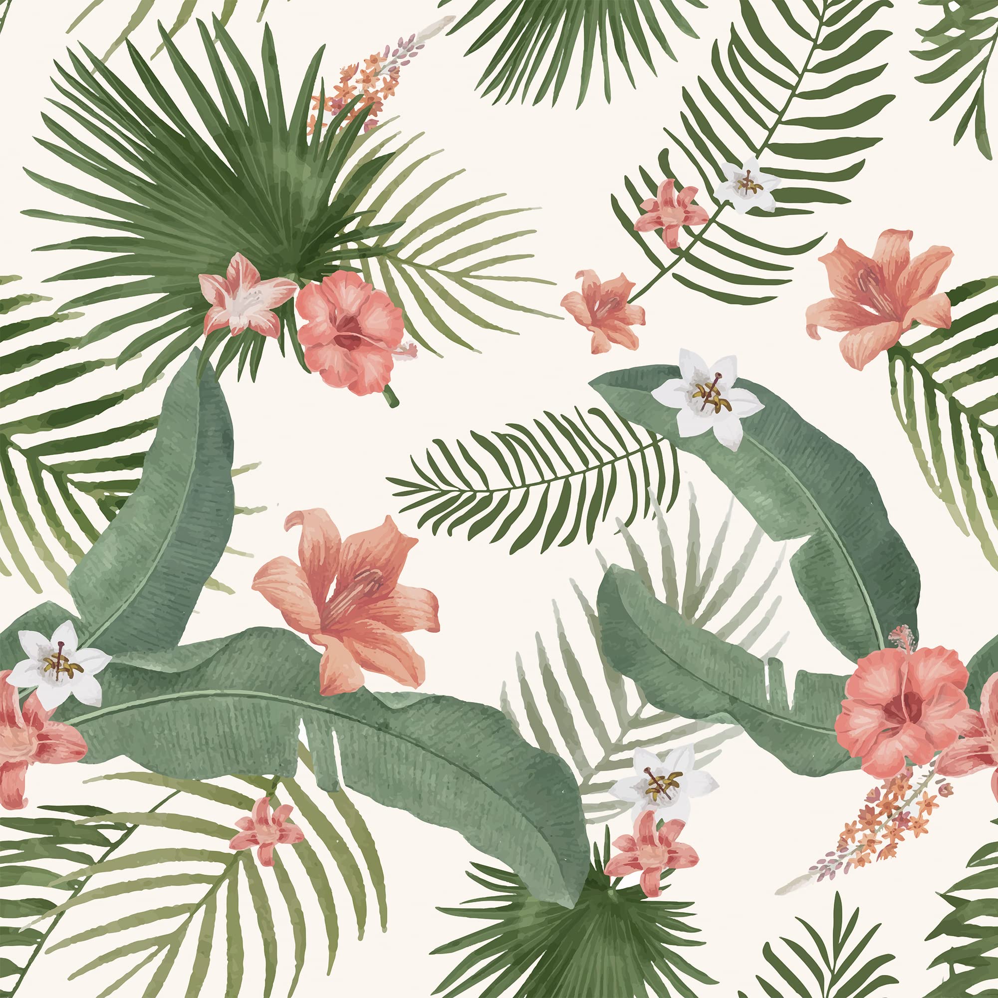 2000x2000 WESTICK Vintage Green Floral Wallpaper Self Adehesive Tropical Wallpaper Palm Tree Peel and Stick Botanical Vinyl Wallpaper Banana Leaf Pink Floral Contact Paper for Walls Cabinets 17.5 x 118