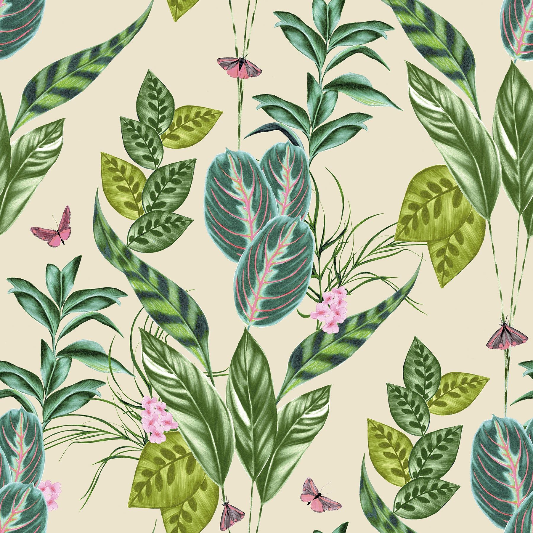 1800x1800 WLD53123W Spirit Green Tropical Foliage Wallpaper
