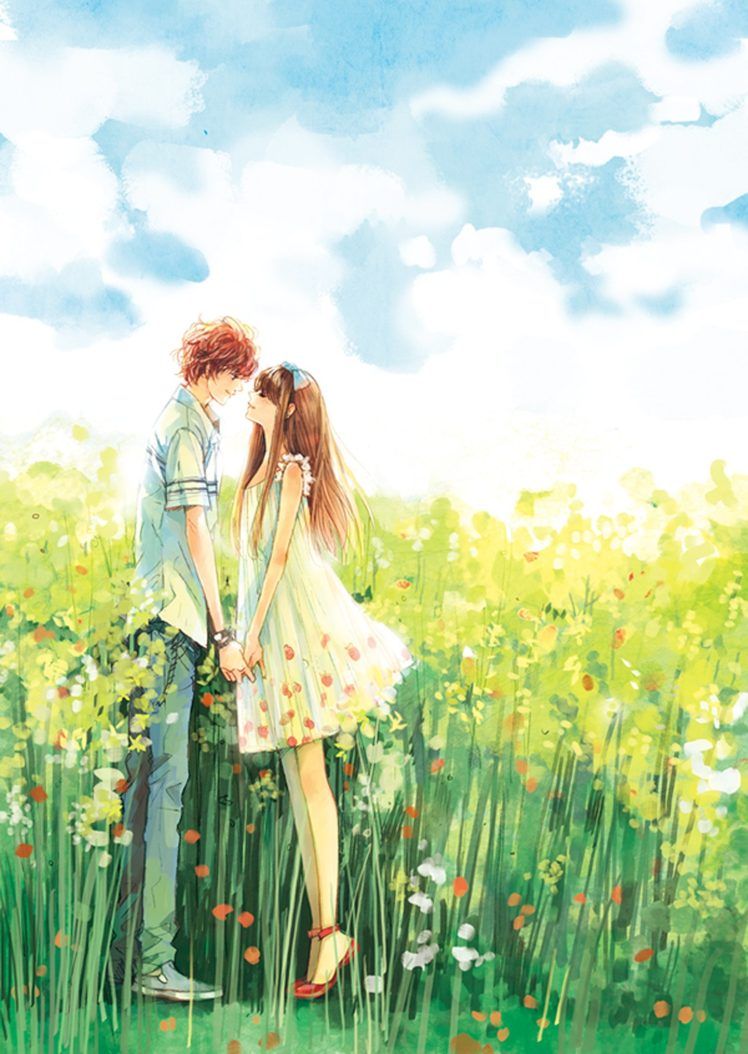 748x1054 couple, Love, Dress, Brown, Long, Hair, Girl, Boy, Flower, Garden, Red, Shoes Wallpaper HD / Desktop and Mobile Background
