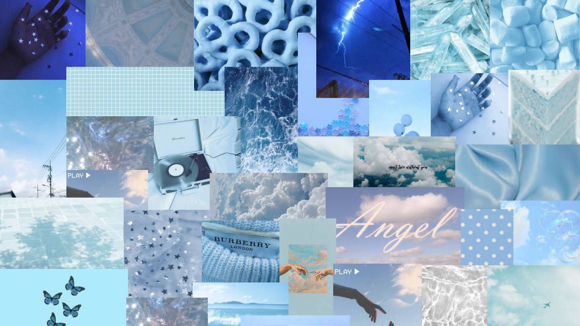 1920x1080 Download Bright Pastel Blue Collage Wallpaper