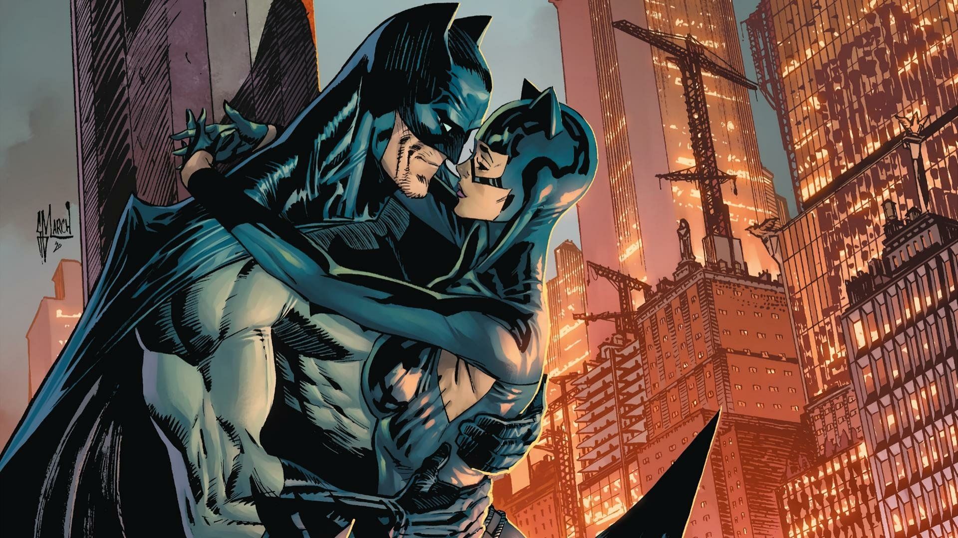 1920x1080 Download Batman Catwoman DC Comics Guillem March HD Wallpaper