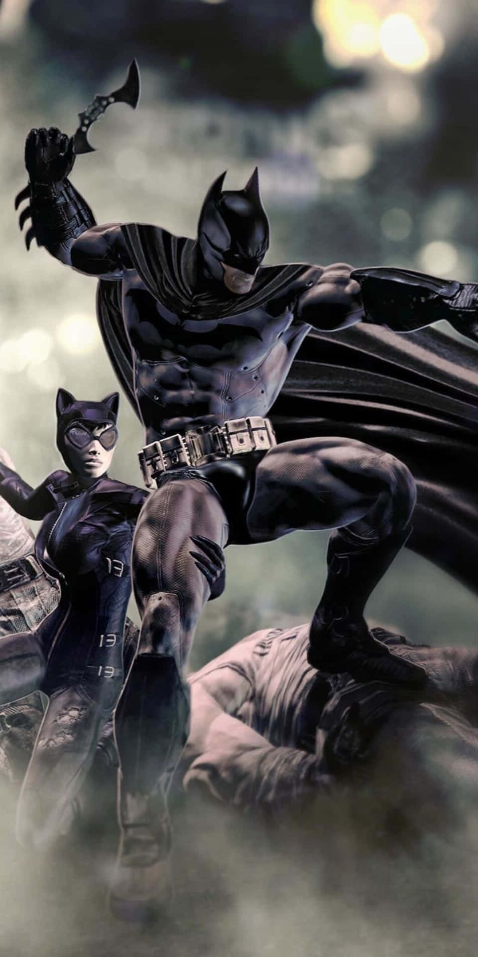 960x1920 Download Animated Pixel 3 Batman And Batgirl Arkham City Superhero Background
