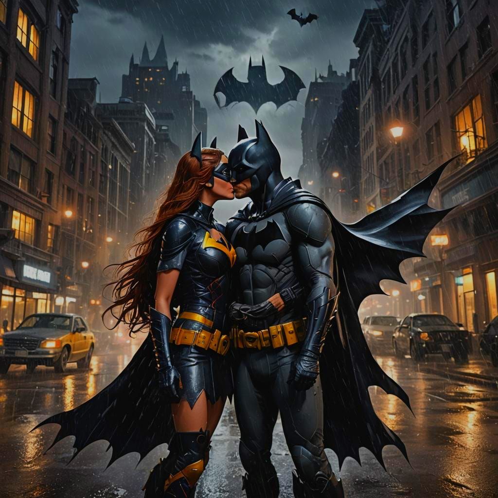 1024x1024 Batman and Batgirl. and Batgirl Kiss in Gotham: Det