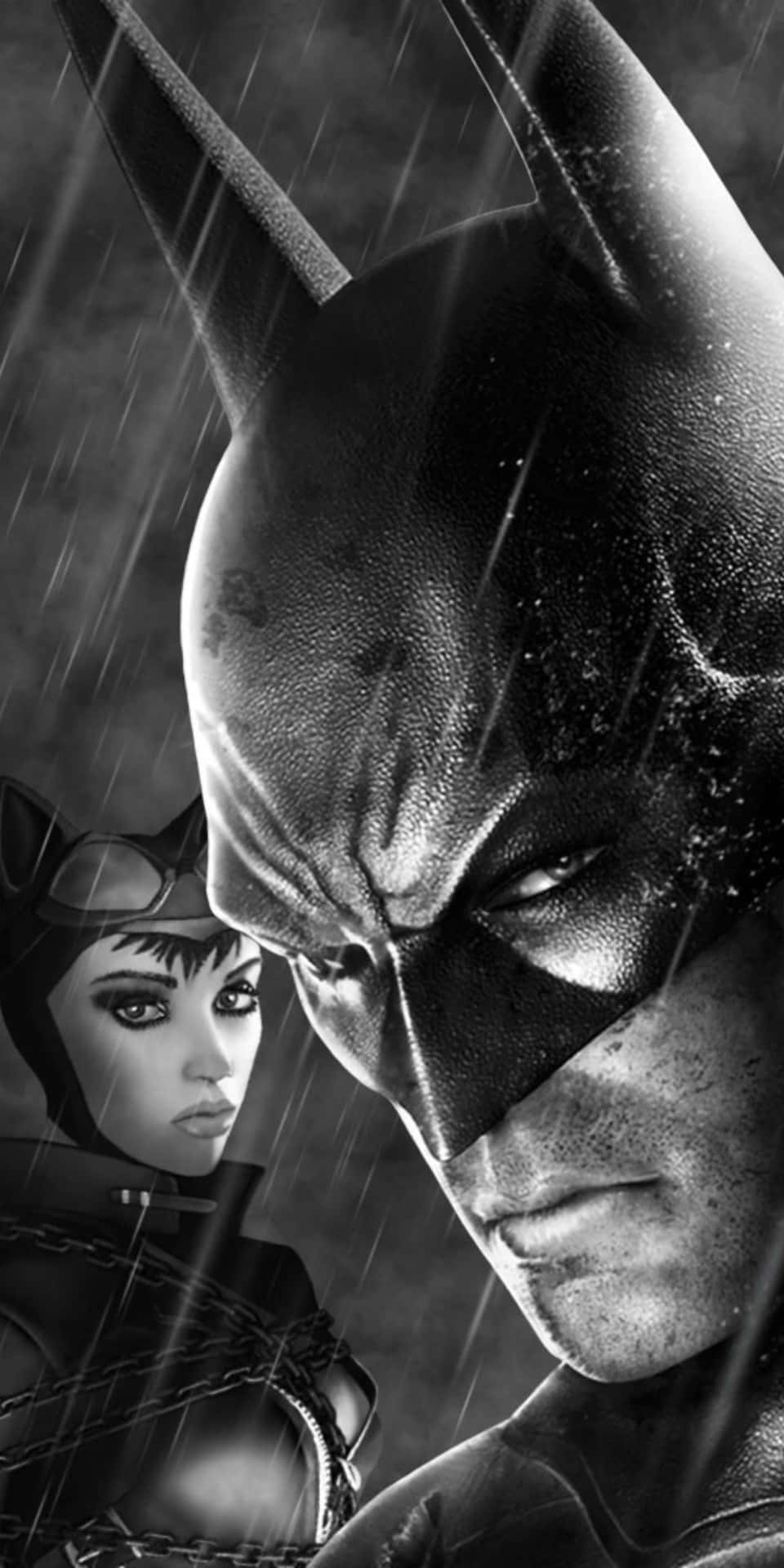 960x1920 Download Pixel 3 Batman And Batgirl Arkham City Black And White Comics Background