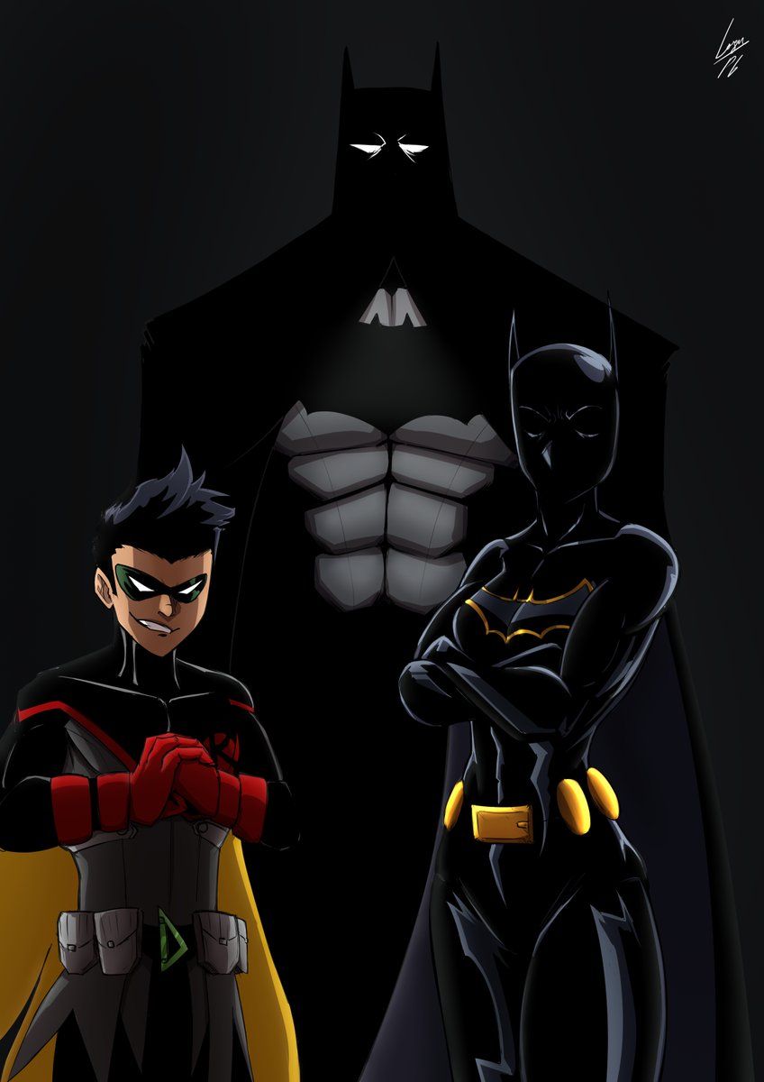 848x1200 Bat family picture #Batman #robin #Batgirl #fanart