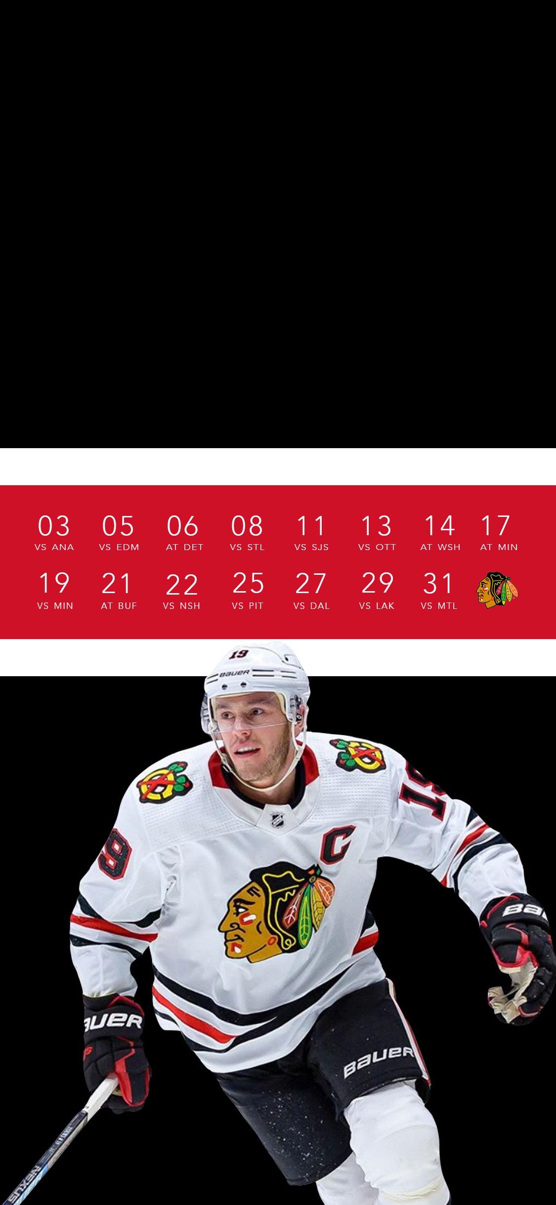 1125x2436 March Schedule Wallpaper Featuring Jonathan Toews