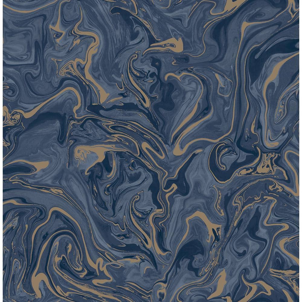 1000x1000 Fine Decor Suave Navy Blue Marble Non Pasted Paper Matte Wallpaper Sample FD43055SAM Home Depot