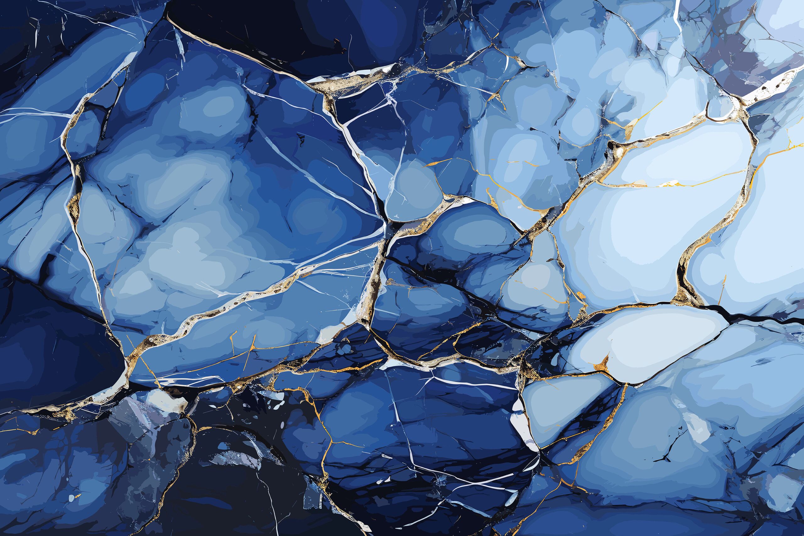 2560x1707 Abstract Blue and Gold Textured Marble Pattern, EPS File