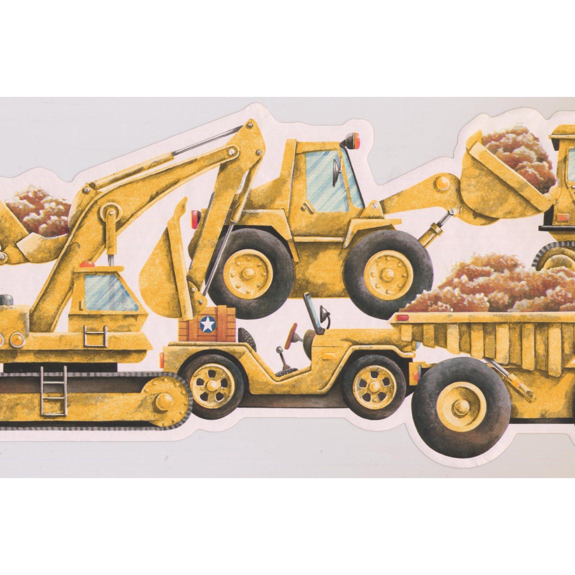 2000x2000 Yellow Bulldozer Excavator Truck Wallpaper Border for Kids Bedroom
