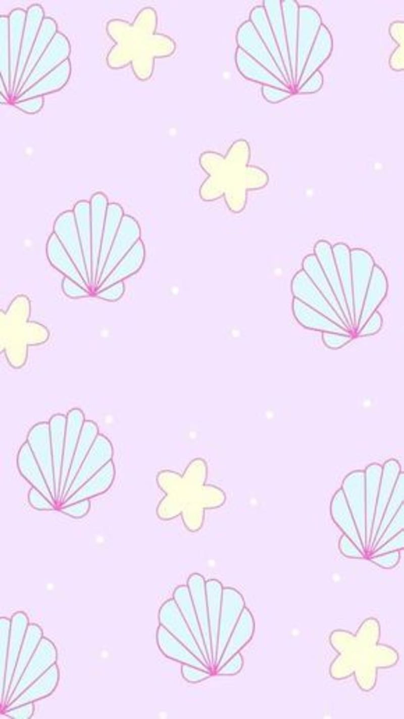 800x1422 Shells and Stars, cute, pastels, pattern, simple, HD phone wallpaper