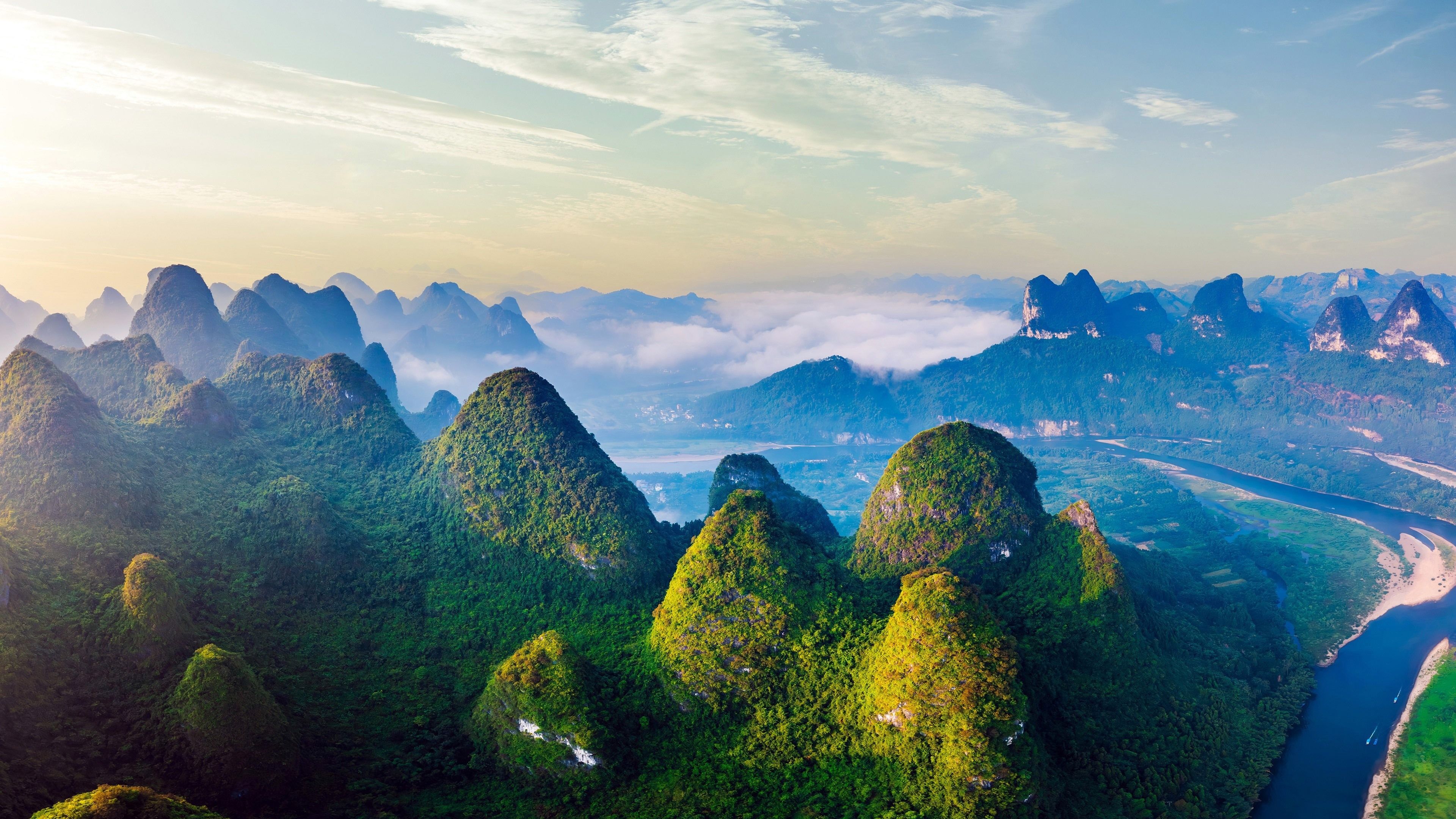 3840x2160 Karst Mountains Li River Travel Guilin China Bing 4K