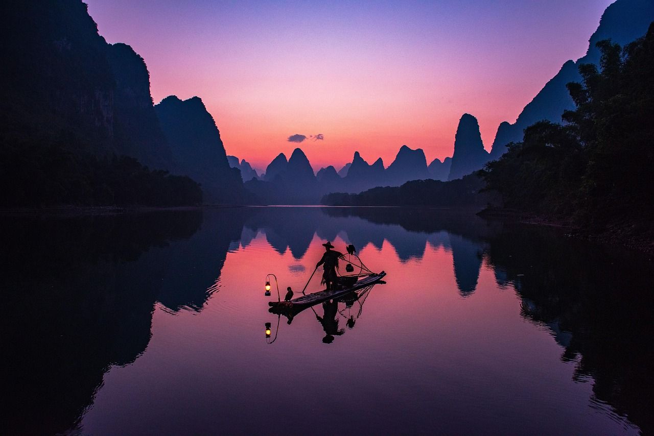 1280x854 China Sunset Li River