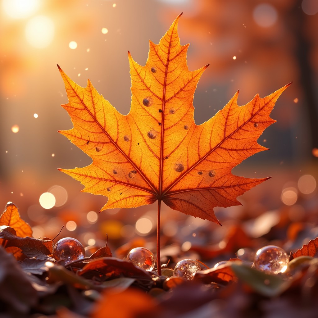 1024x1024 Free Glowing Autumn Leaf Image, Maple, Leaf