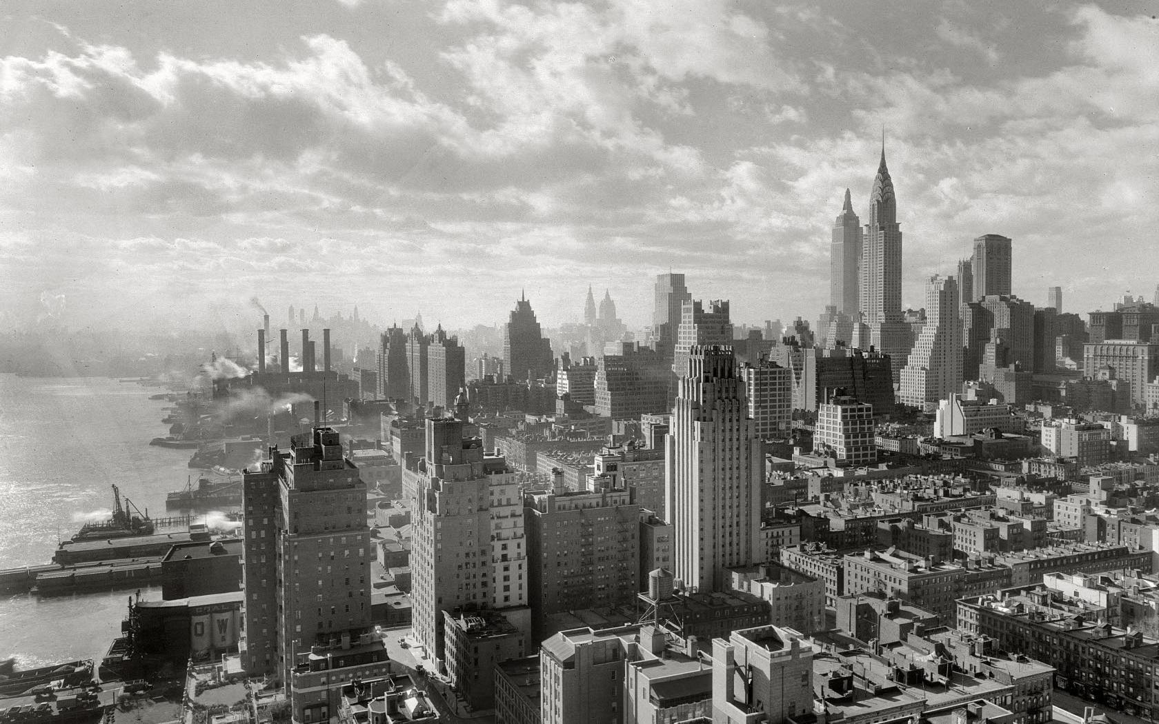 1680x1050 Grayscale photo of Empire State Building, city, skyscraper