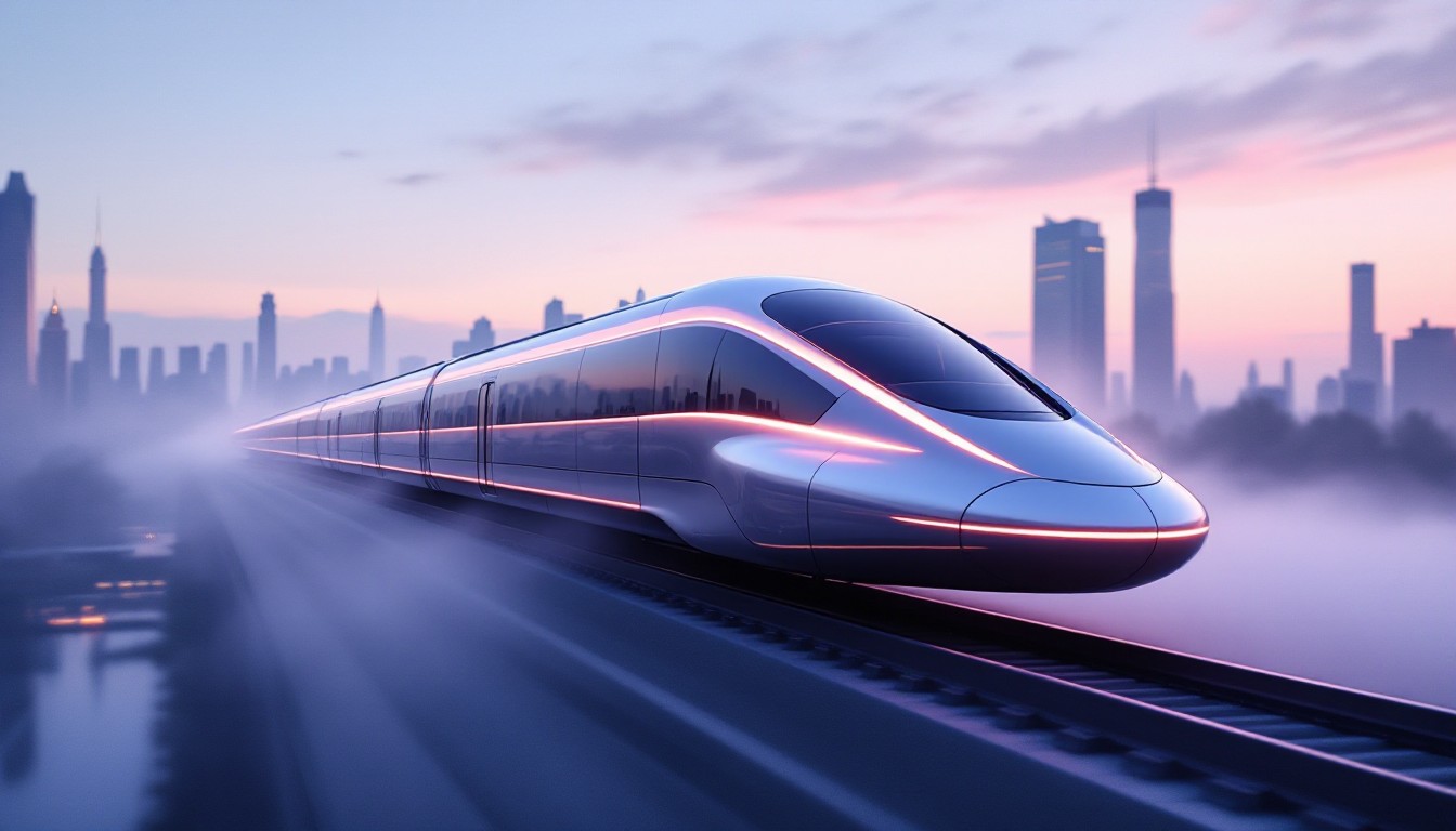 1344x768 Free Future Train Glides Image, Futuristic, Train