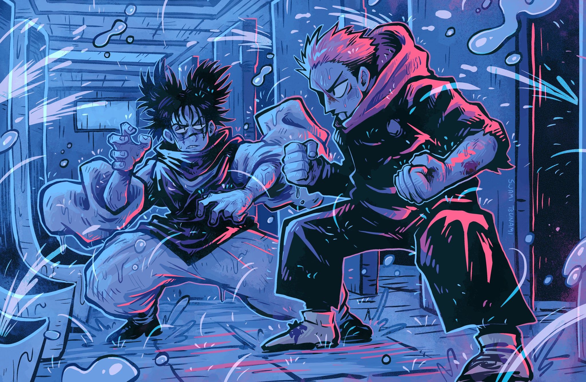 2048x1336 Yuji vs Choso x 17 Poster Print