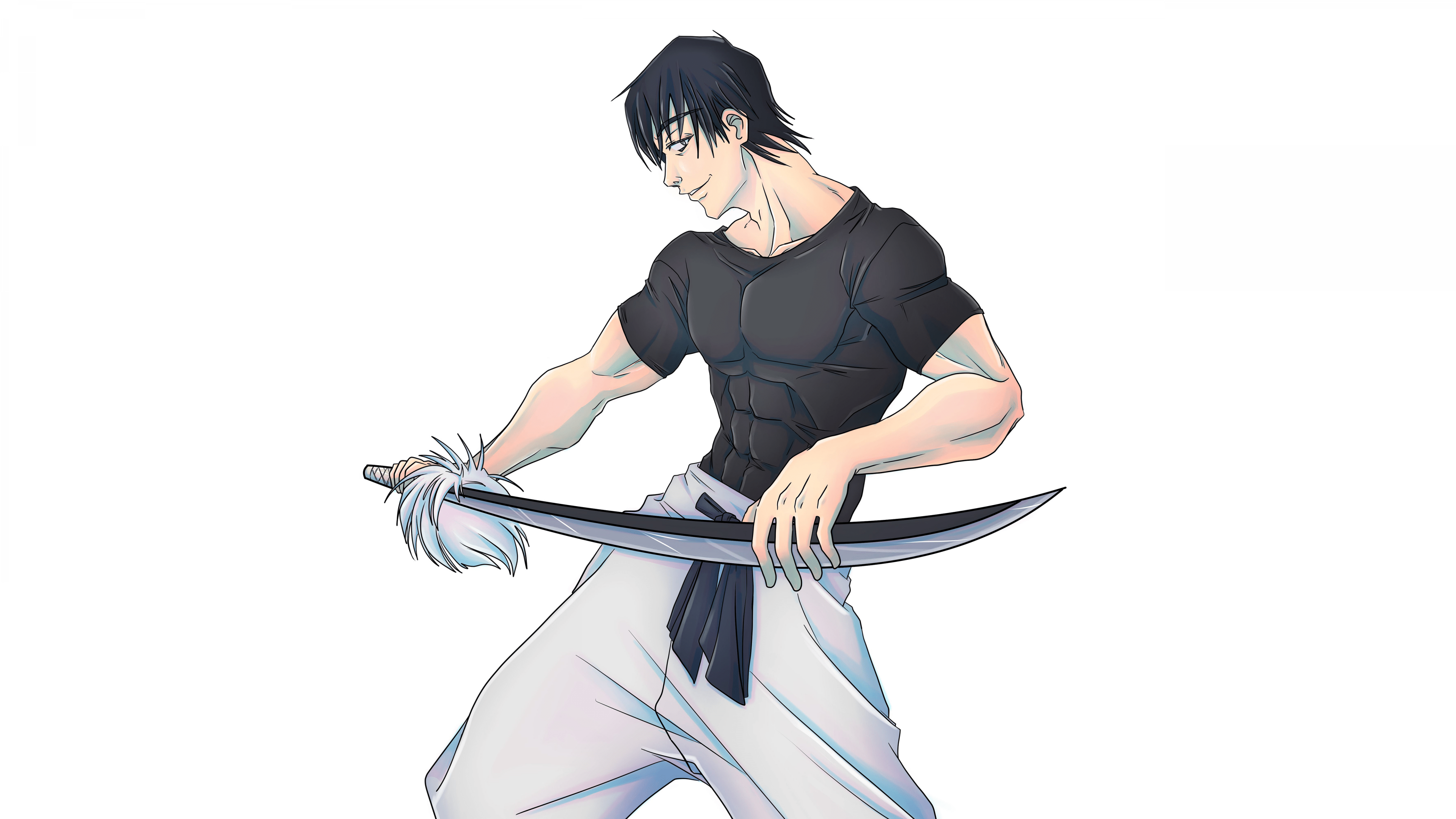 3840x2160 Toji Fushiguro Wallpaper 4K, White background, Jujutsu Kaisen