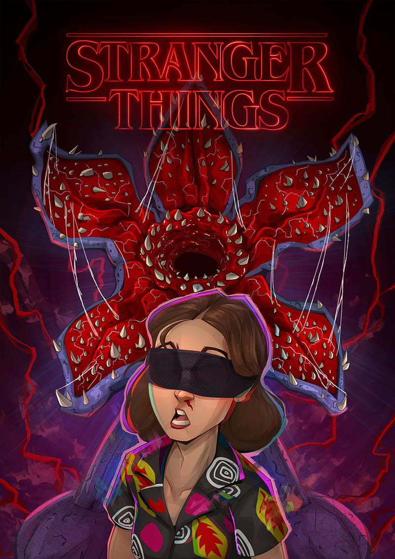 800x1132 Stranger Things, demogorgon, digital art, down, girl, monster, upside, HD phone wallpaper