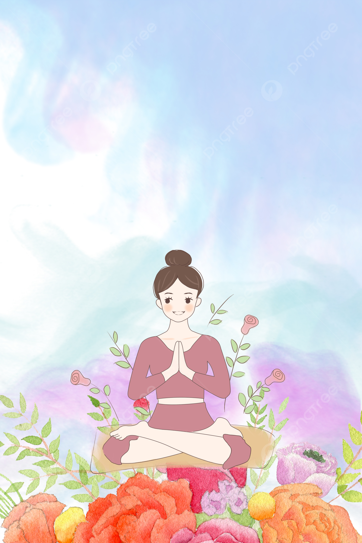 1200x1799 Hand Painted Yoga Beauty Yoga Culture Background Wallpaper Image For Free Download