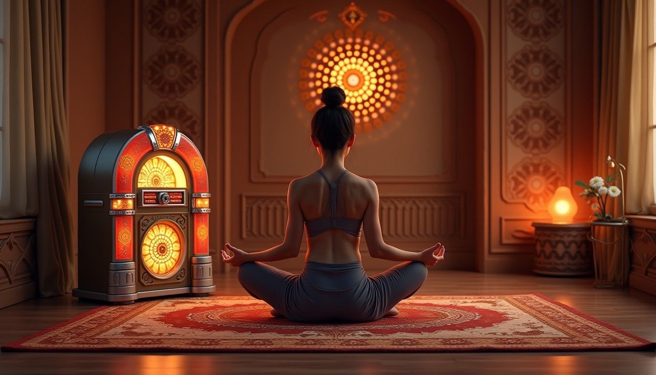 1344x768 Indian Yoga Studio in Digital Contemporary Style. Stable Diffusion Online