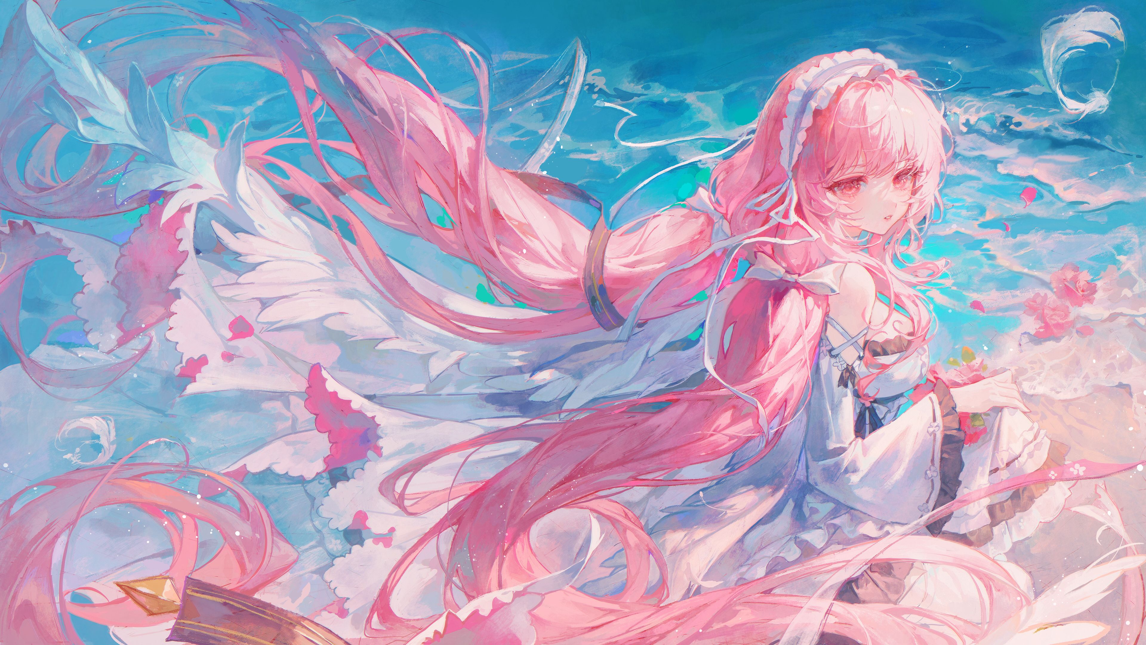 3840x2160 4k Pink Anime Girl Wallpaper