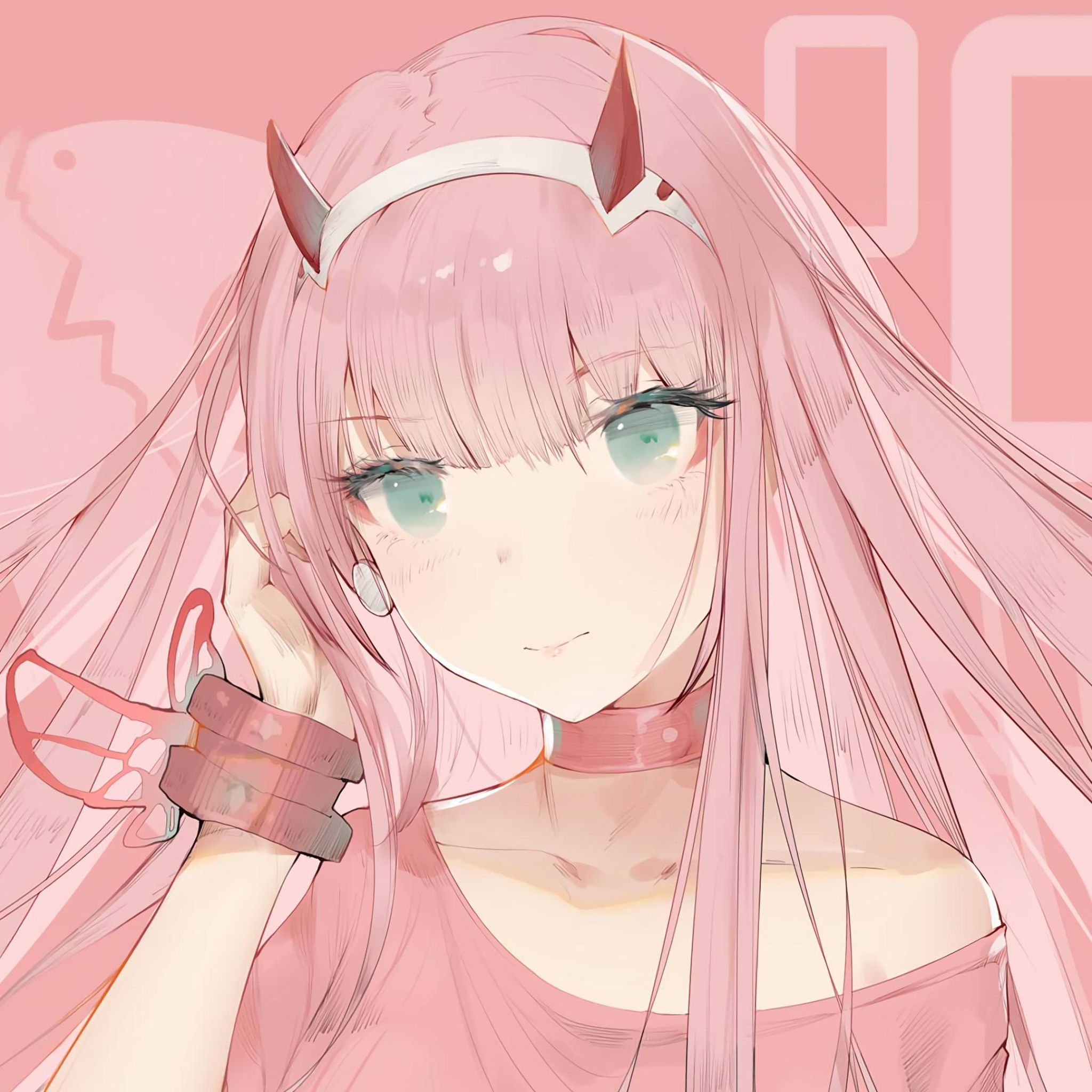 2048x2048 Zero Two Wallpaper 4K, Pink aesthetic