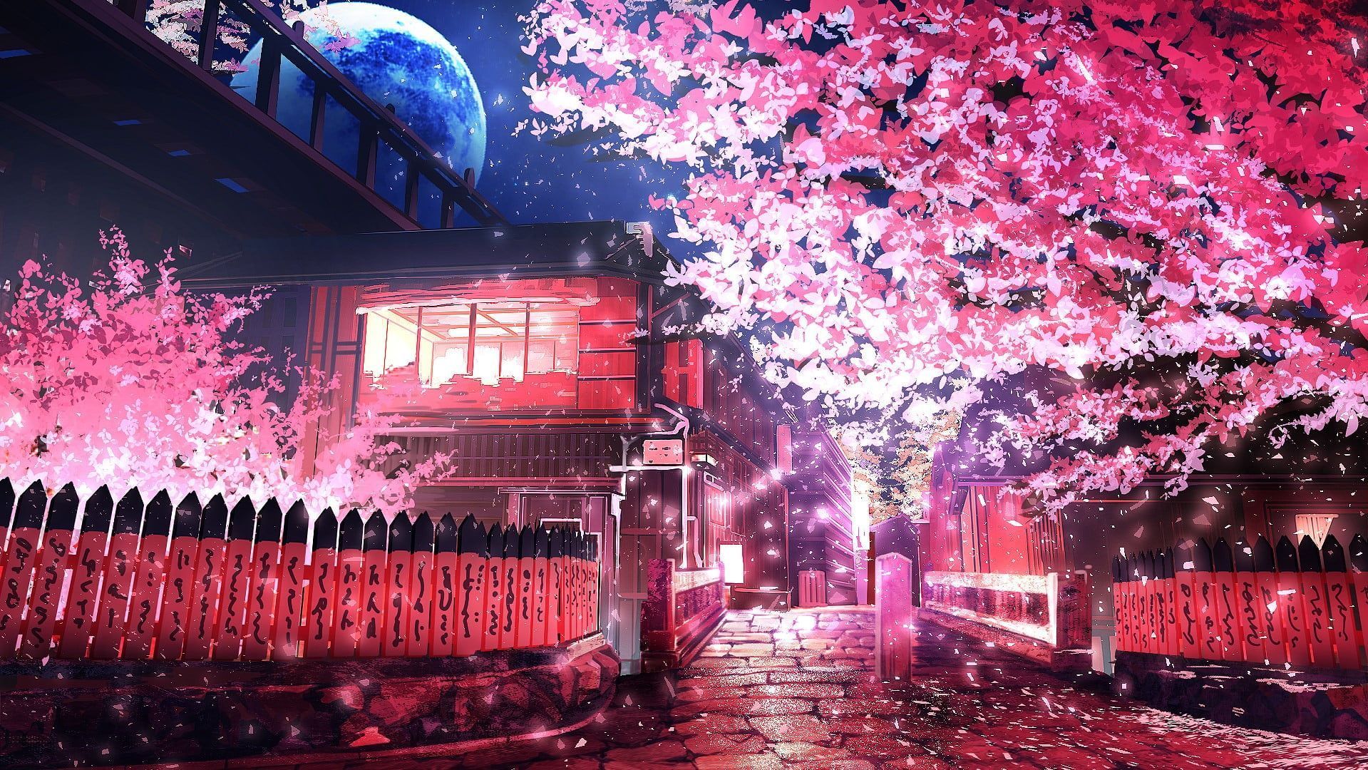 1919x1080 Anime Pink Tree Wallpaper, HD Background
