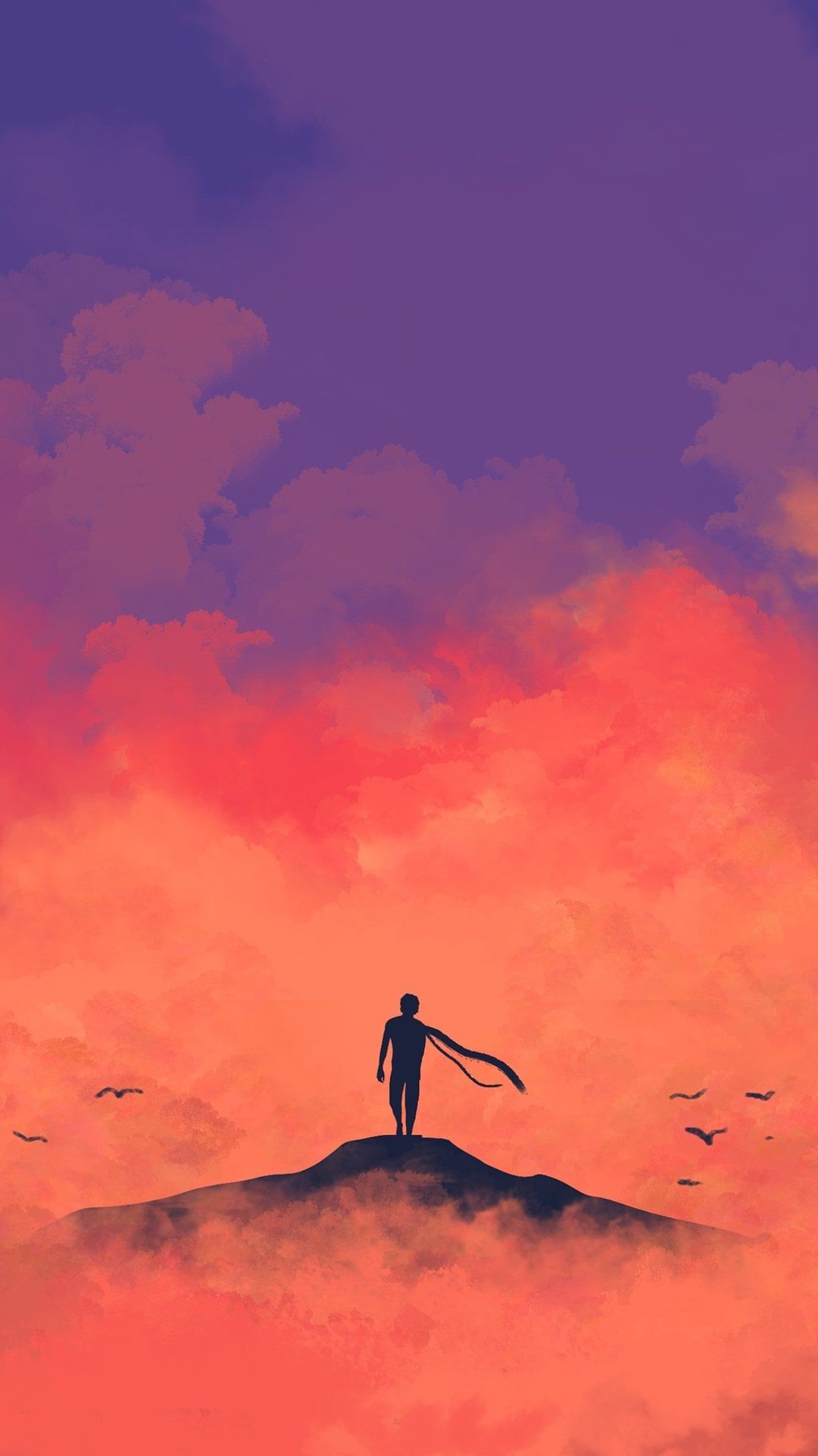 1080x1920 Mist pink clouds anime Aesthetic Wallpaper 4k for iPhone and Mobile Phone