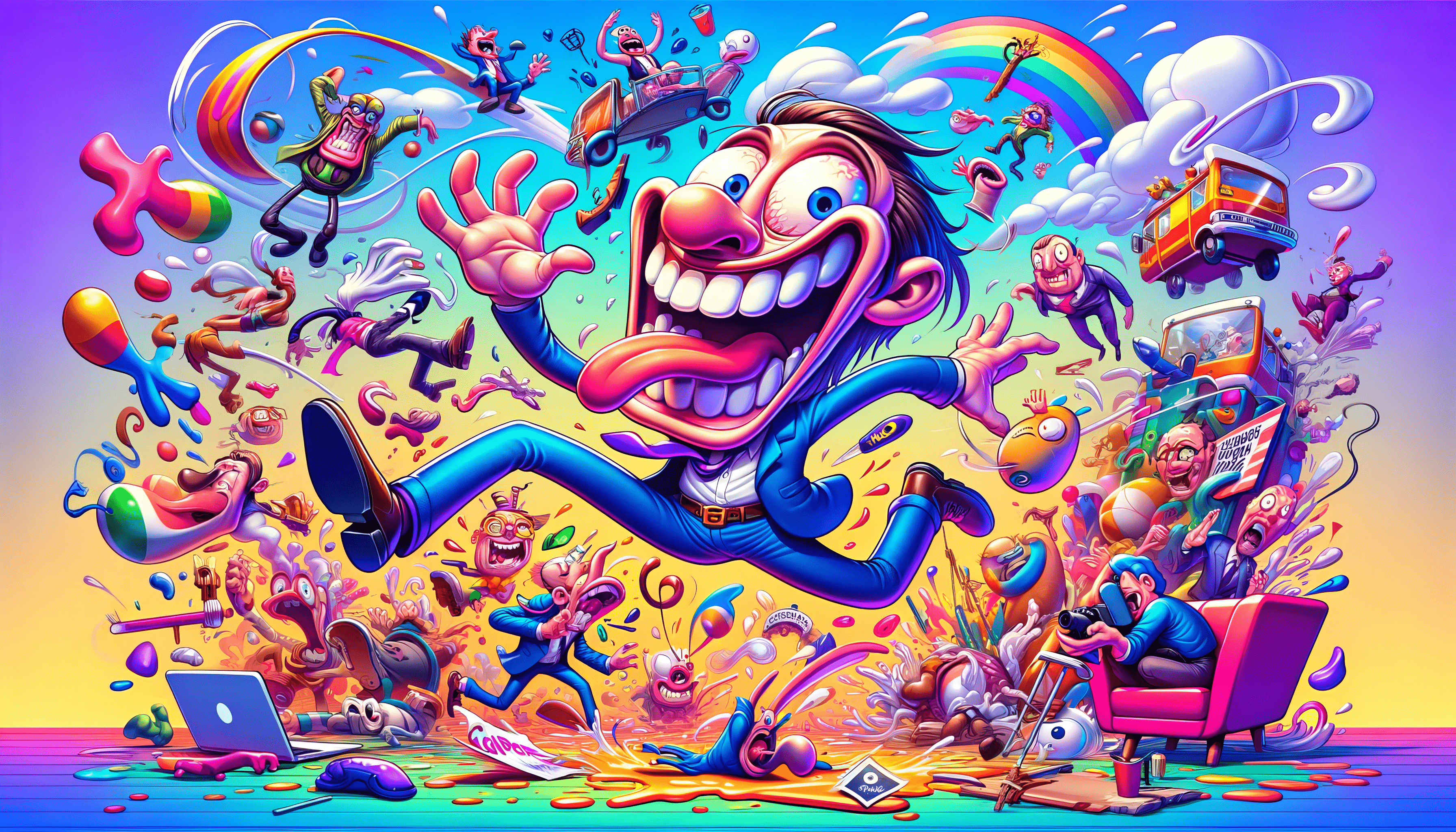 3584x2048 Vibrant Goofy Ahh Illustration HD Desktop Wallpaper