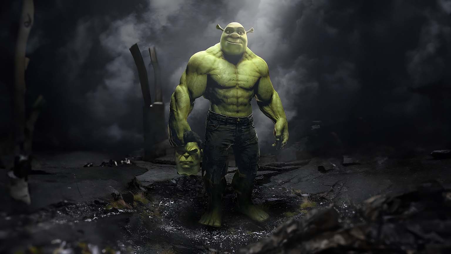 1536x864 Shrek Kill Hulk Goofy Ahh Desktop Wallpaper Wallpaper 4K