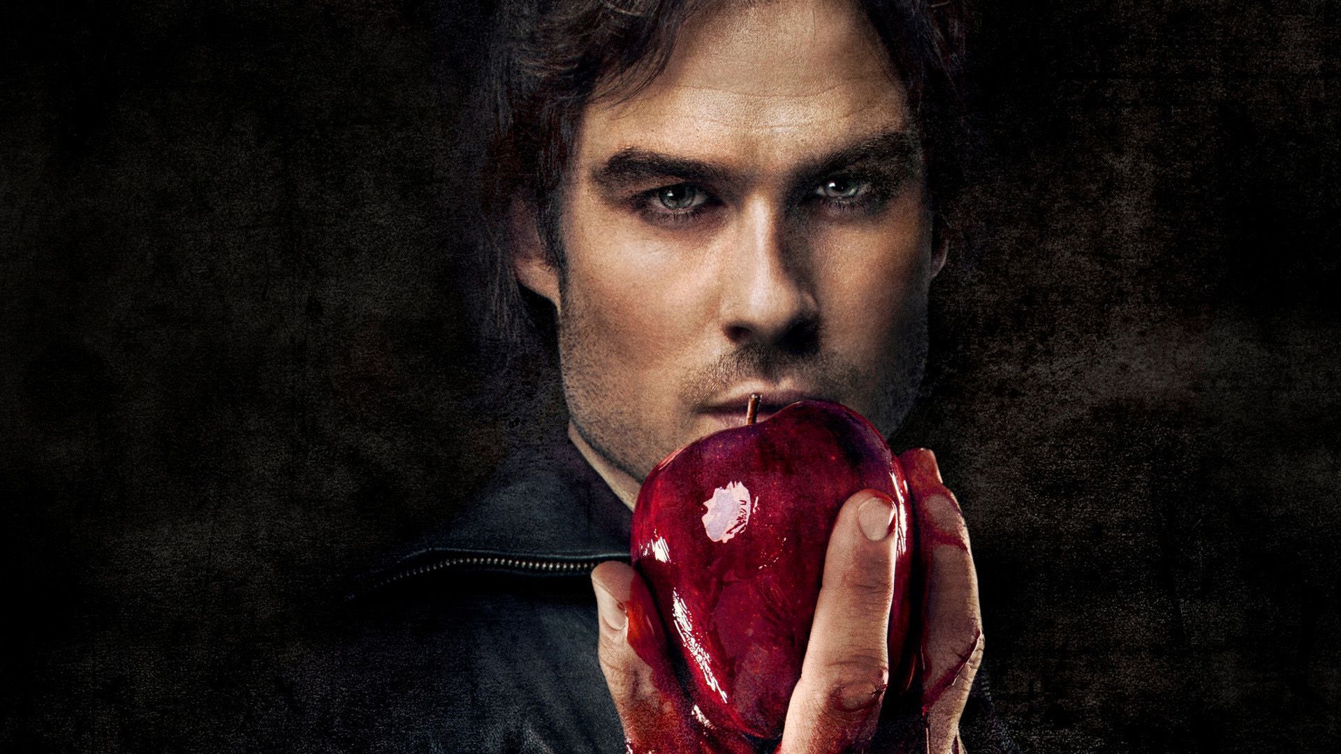 1920x1080 Damon Salvatore With Apple In Hand HD The Vampire Diaries Wallpaper