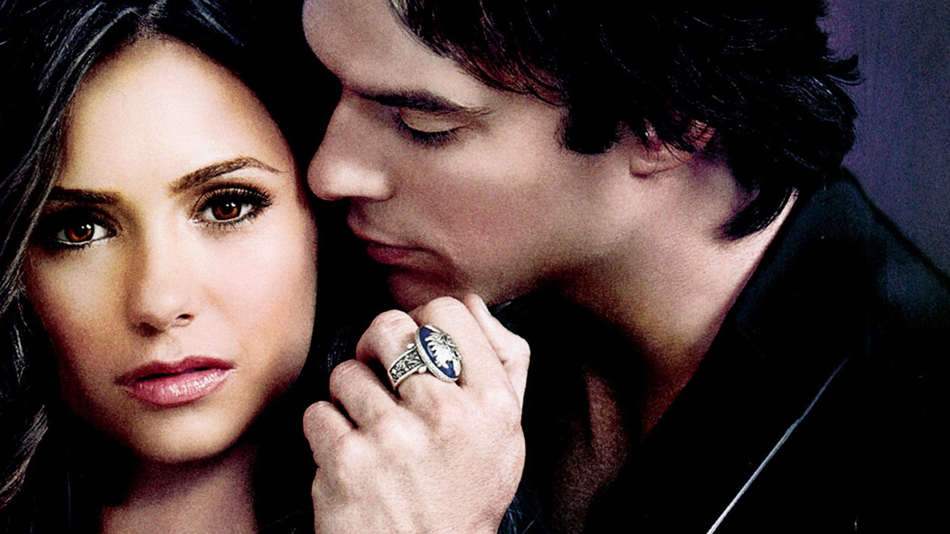 1920x1080 Closeup Photo Of Damon Salvatore Elena Gilbert HD The Vampire Diaries Wallpaper