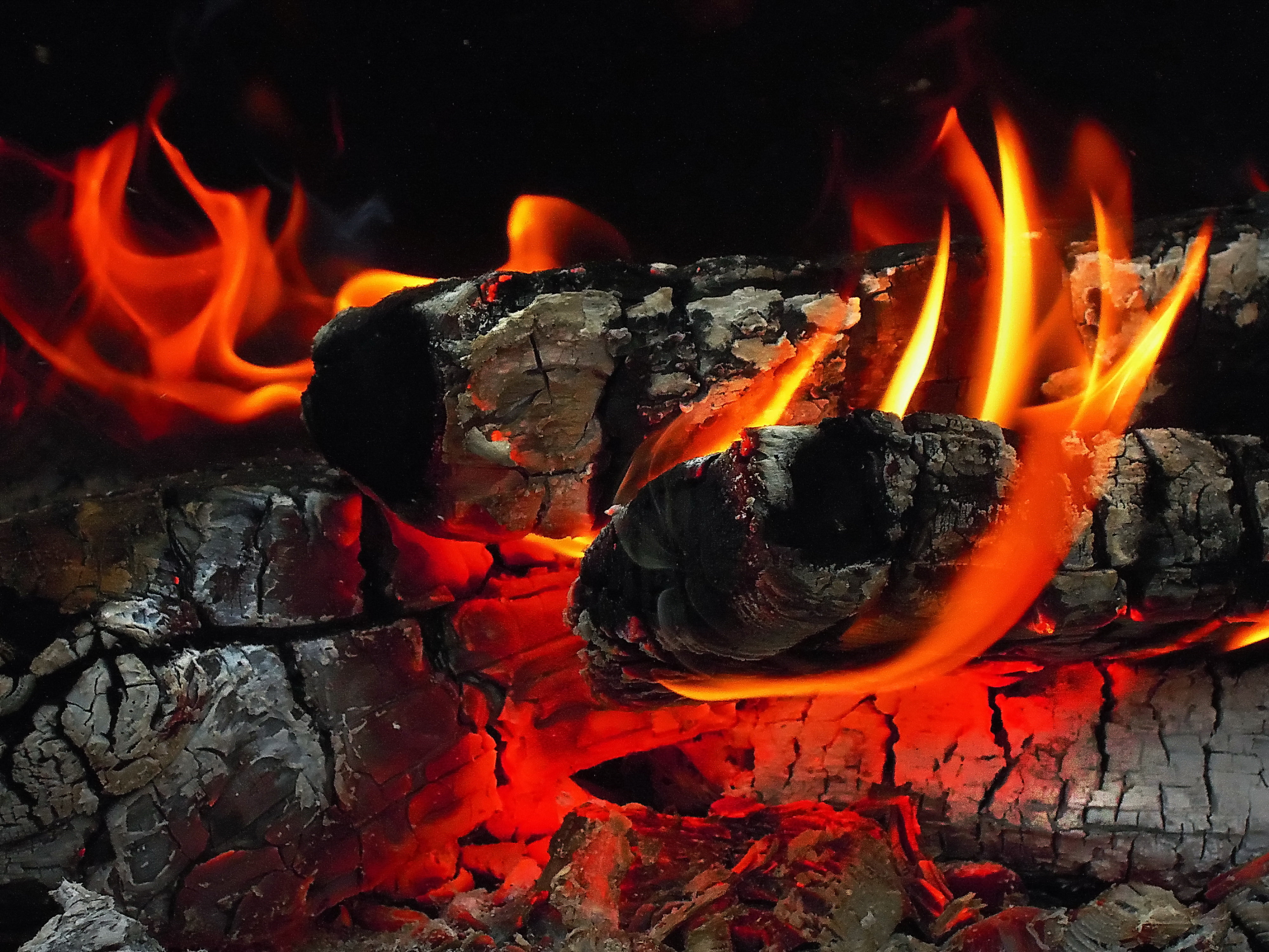4000x3000 Burning charcoal, fire, wood HD wallpaper